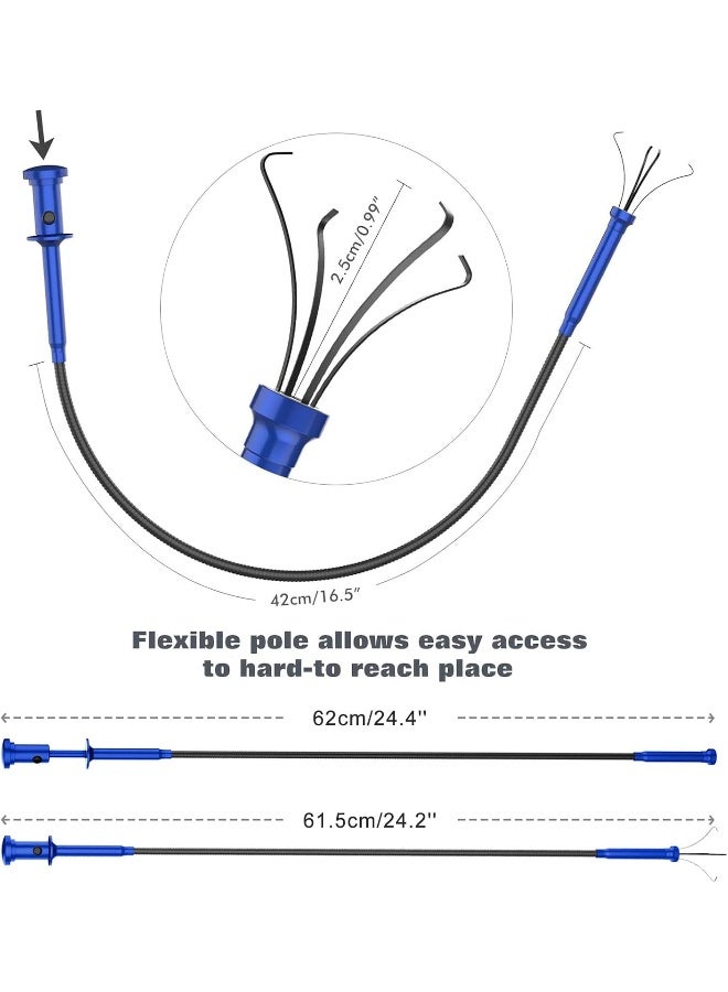 Housolution Grabber Tool Magnetic Four-claw Picker, Bendable Hose Reacher Pickup Sweeper with LED Lights, Flexible Long Handy Reaching Assist Tool for Litter Pick/Home Sink/Drain - Blue - Image 5